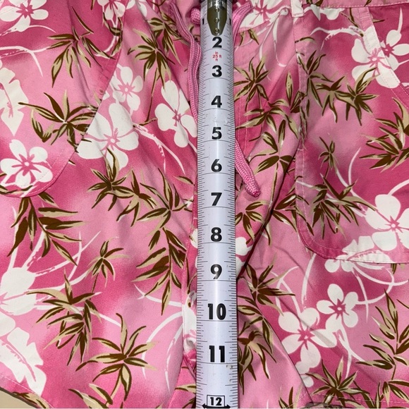 Women’s DKR & Co Swimwear Y2K Camo Floral Pink and Tan Tie Swim Shorts Size: L - Picture 15 of 16
